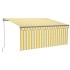 Toldo manual retráctil con persiana LED amarillo blanco