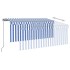 Toldo manual retráctil con persiana y LED azul y blanco 3x2,5