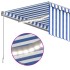 Toldo manual retráctil con persiana y LED azul y blanco 3x2,5