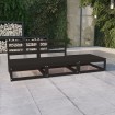 Juego de muebles de jardín 3 pzas y cojines negro madera pino