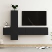 Set de muebles de salón TV 5 piezas madera de ingeniería negro