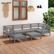 Juego de muebles de jardín 7 piezas madera de pino maciza gris