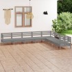 Juego de muebles de jardín 8 piezas madera maciza de pino gris