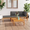 Set de muebles de jardín 4 pzas madera de teca y cojines gris