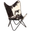 Silla Butterfly de piel de cabra auténtica negra y blanca