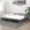 Sofá cama extraíble madera maciza de pino gris 2x(90x200) cm