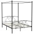 Estructura de cama con dosel metal negro 140x200