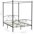 Estructura de cama con dosel metal negro 140x200