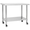 Mesa de trabajo para cocina con ruedas acero inox 100x60x85 cm