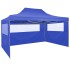 Carpa plegable profesional con 4 paredes acero azul 3x4