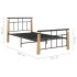 Estructura de cama metal y madera maciza de roble 90x200