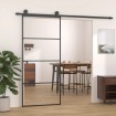 Puerta corredera aluminio y vidrio ESG negra 90x205 cm