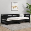 Sofá cama extraíble madera maciza de pino negro 2x(90x190) cm