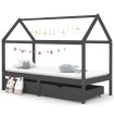 Estructura de cama infantil y cajones madera pino gris 90x200cm