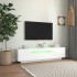 Mueble de TV con luces LED blanco brillante 160x35x40