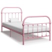 Estructura de cama de metal rosa 90x200 cm