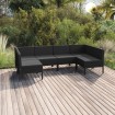 Set de muebles de jardín 6 pzas y cojines ratán sintético negro