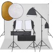 Kit de estudio fotográfico con set de luces, fondo y reflector