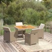 Set comedor de jardín 5 pzas con cojines ratán sintético beige