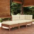 Muebles de jardín 3 piezas cojines madera maciza de