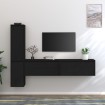 Muebles para TV 4 piezas madera maciza de pino negro