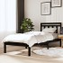 Estructura cama madera maciza individual negro 75x190