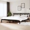 Estructura de cama de madera maciza negra super king 180x200 cm