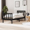 Estructura cama madera maciza individual negro 75x190 cm