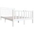 Estructura de cama doble de madera maciza blanco 135x190