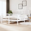 Estructura cama doble pequeña madera maciza blanco 120x190 cm