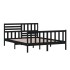 Estructura de cama de madera maciza negro 150x200