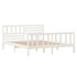 Estructura de cama de madera maciza blanca 140x190