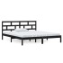 Estructura de cama doble de madera maciza negro 135x190