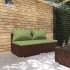 Set muebles de jardín 2 piezas y cojines ratán sintético