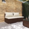 Set muebles de jardín 2 piezas y cojines ratán sintético marrón