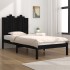 Estructura de cama madera maciza pino individual negro