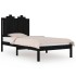 Estructura de cama madera maciza pino individual negro