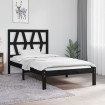 Estructura de cama madera maciza de pino negra 100x200 cm