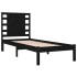 Estructura de cama madera maciza individual negra 75x190