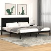 Estructura de cama de madera maciza de pino negra 200x200 cm