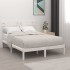 Estructura de cama doble pequeña madera maciza blanca