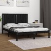 Estructura de cama de madera maciza de pino negra 140x190 cm