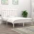 Estructura de cama doble pequeña madera maciza blanca