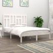 Estructura de cama doble pequeña madera maciza blanca 120x190cm