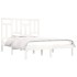 Estructura de cama doble pequeña madera maciza blanca