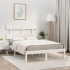 Estructura de cama doble pequeña madera maciza blanca