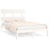 Estructura de cama doble pequeña madera maciza blanca