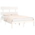 Estructura de cama doble pequeña madera maciza blanca