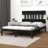 Estructura de cama de madera maciza negra 140x190