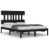 Estructura de cama de madera maciza negra 140x190